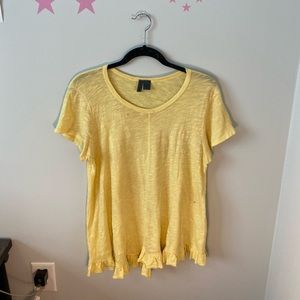 Anthropologie yellow ruffle tshirt